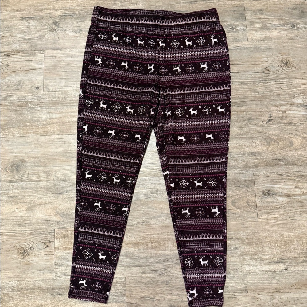 Maurices Women's Festive Christmas Patterned Leggings - Purple Reindeer
